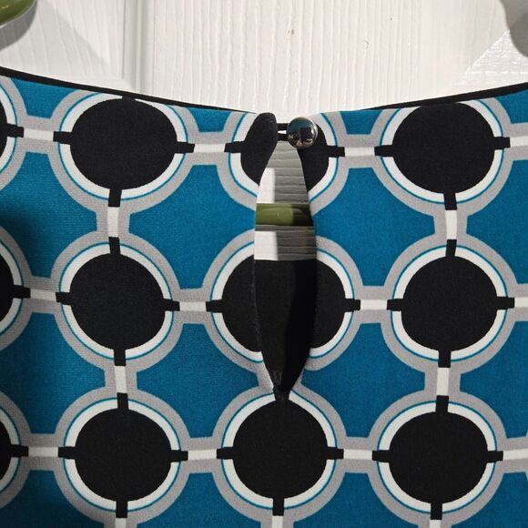 White House Black Market Women XS Black Blue Geometric Shift Dress - Picture 10 of 15
